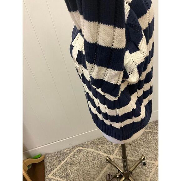 Brand New A New Day Women's Size Medium Navy Blue Cream Pullover Sweater 1/4 Zip - Picture 10 of 13